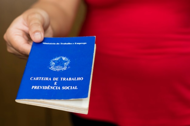 Brazilian woman with document work and social security