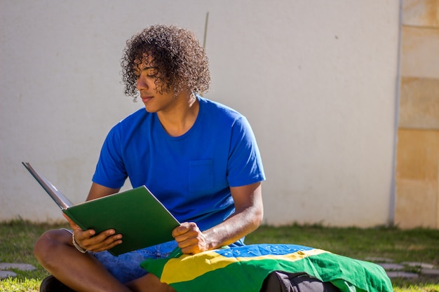 Brazilian Young Man Student with Brazil Flag