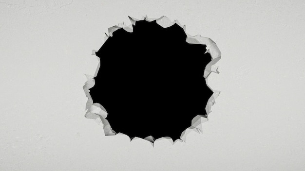 breach in the white wall in the form of a circle, 3d illustration