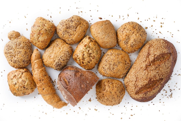 Bread assortment from various bakery products