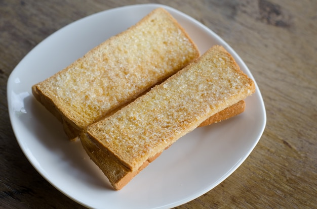 Bread bake on white dish