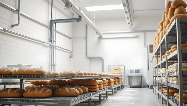 Photo bread bakery food factory isolated with white highlights