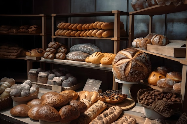 Bread and bakery products in the bakery Generative Ai