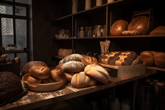 Bread and bakery products in the bakery Generative Ai