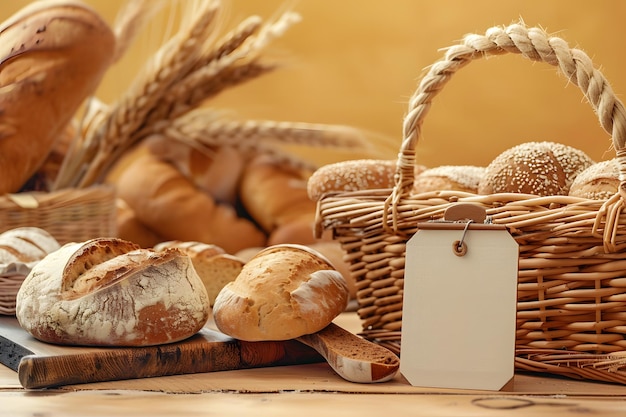 Bread bakery shop or a supermarket bread section with empty price or name tag