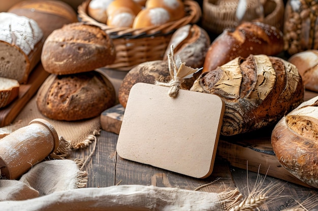 Bread bakery shop or a supermarket bread section with empty price or name tag