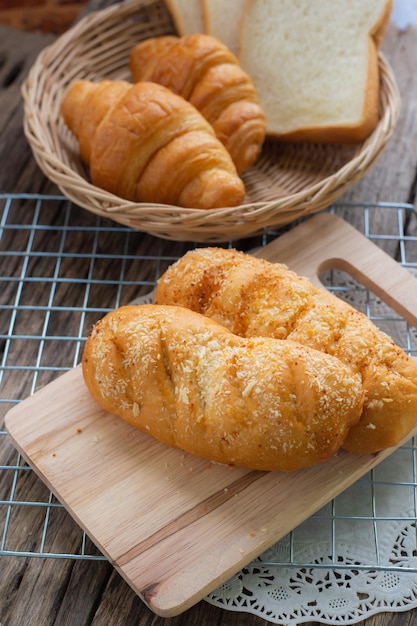 Bread Composition with wicker basket and different bread