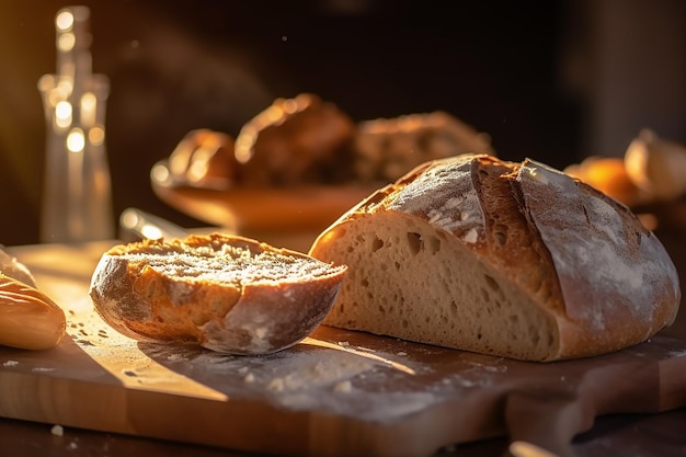 Bread on a cutting board