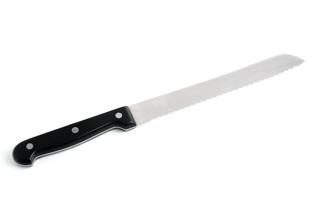 Bread cutting knife on isolated white background