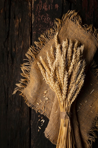 Bread ears on a wooden table