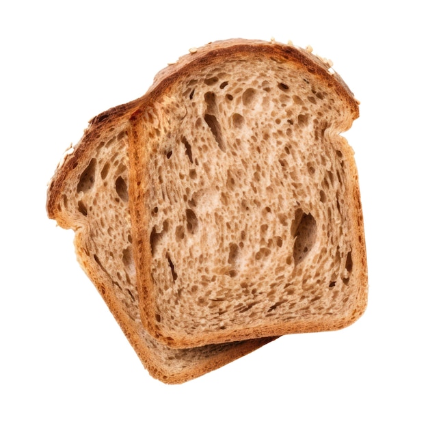 Bread loaf isolated on transparent background view from above Generative AI