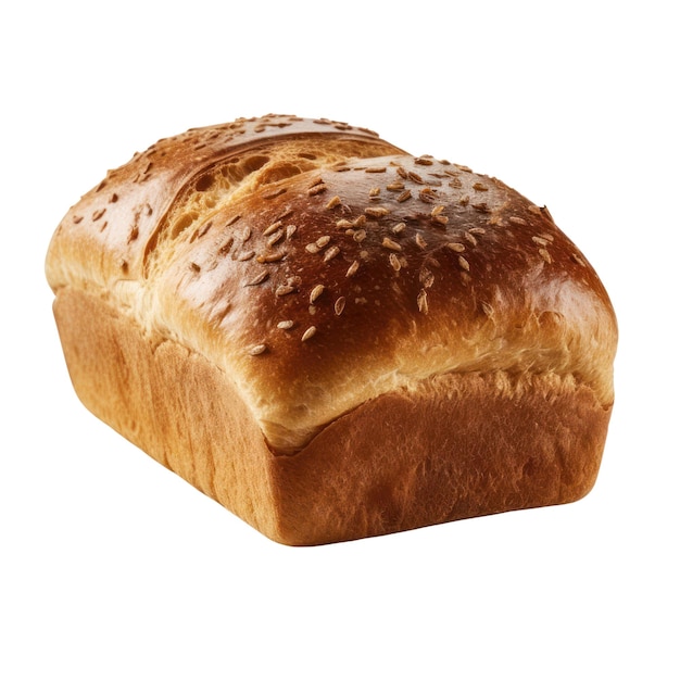 Bread loaf isolated on transparent background view from above Generative AI