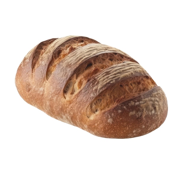 Bread loaf isolated on transparent background view from above Generative AI