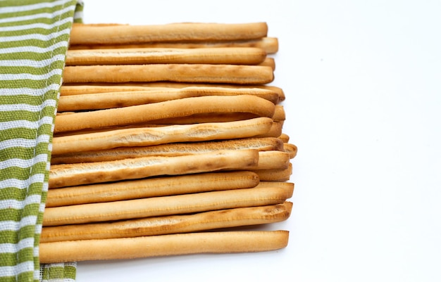 Bread sticks on white background