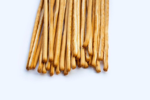 Bread sticks on white background