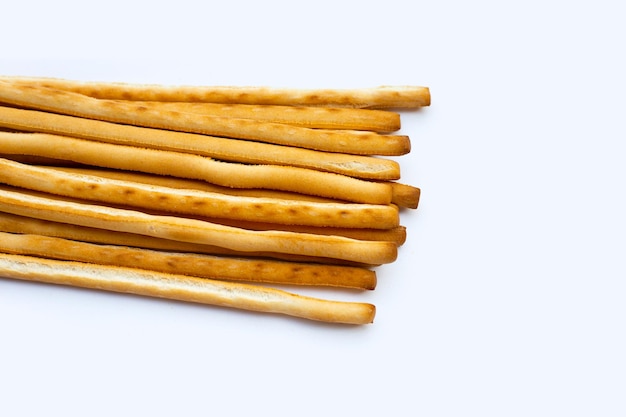 Bread sticks on white background