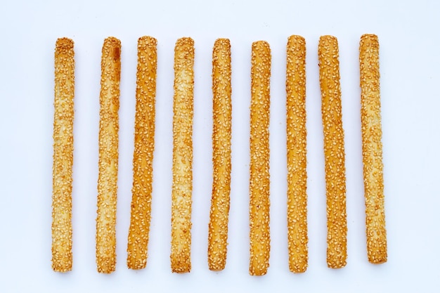 Bread sticks on white background