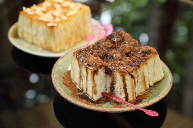 bread with chocolate powder