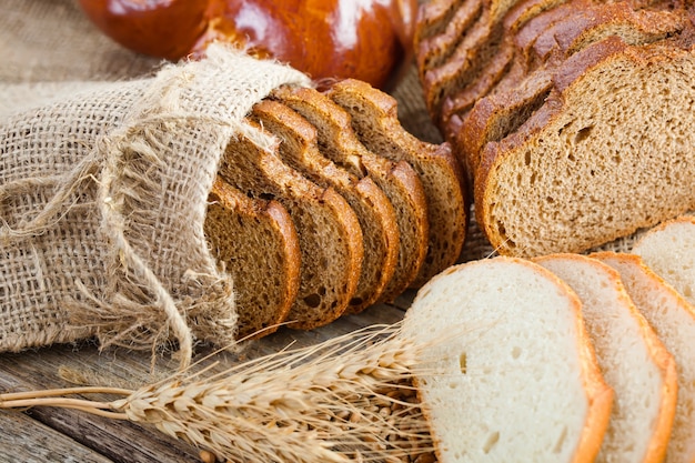 Bread with kitchen accessories on the table