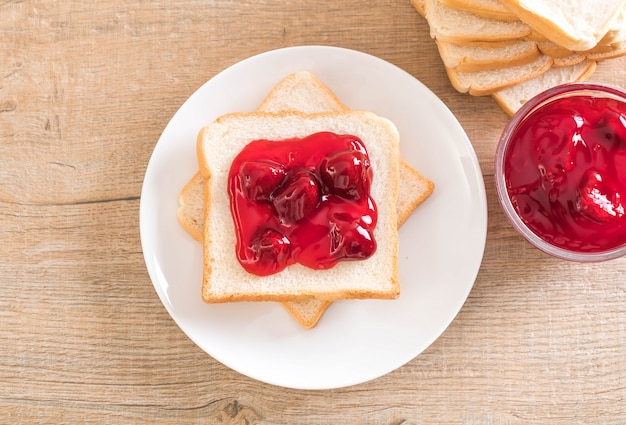 bread with strawberry jam