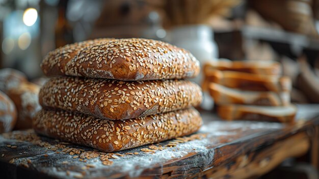 breads on a table with bread in the background