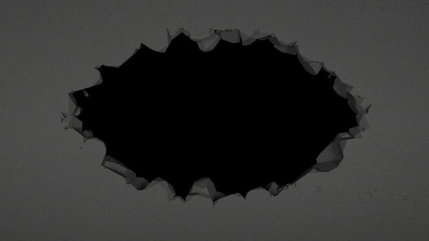 break in the black wall in the form of an oval, 3d illustration