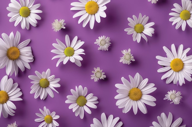 Break pattern with daisies Minimal flat lay