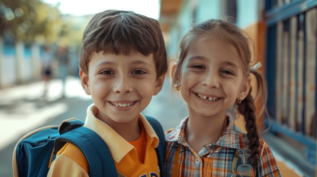 During Break Time Elementary School Kids Smiled For The CameraHigh Resolution