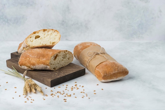 Breakfast Bread on white background with composition