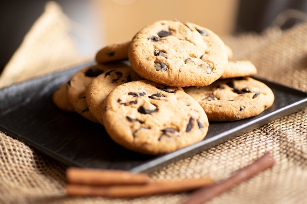 Breakfast, chocolate chip cookies with cinnamon