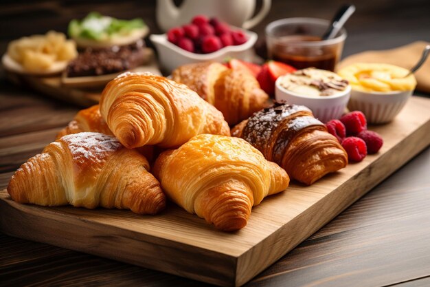 Breakfast Choices A Variety of Pastries on a Board