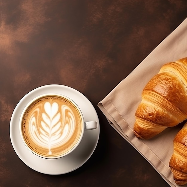 Breakfast Coffee and Pastries Spread Flat Lay