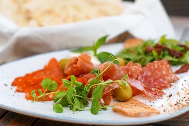 Breakfast food in a restaurant