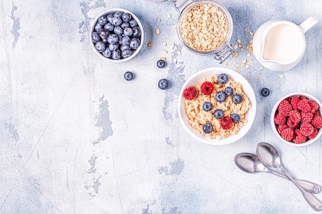 Breakfast, oatmeal with berries