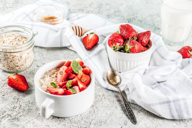 Breakfast oatmeal with strawberry