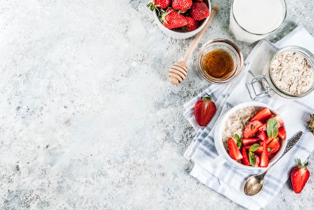 Breakfast oatmeal with strawberry