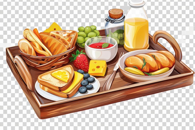 Photo breakfast tray design on a transparent background