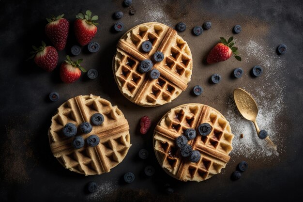 Breakfast waffles Illustration AI Generative