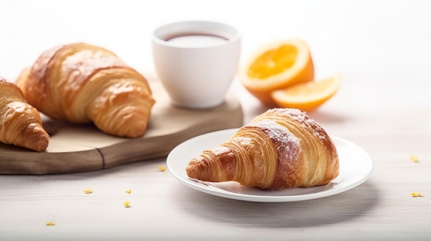 Breakfast with croissant Illustration AI Generative