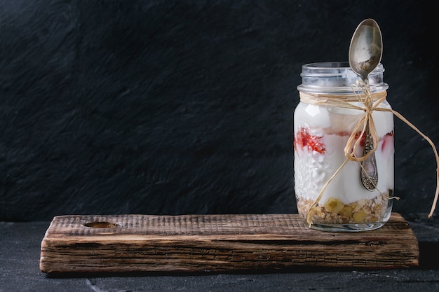 Breakfast with muesli and yoghurt