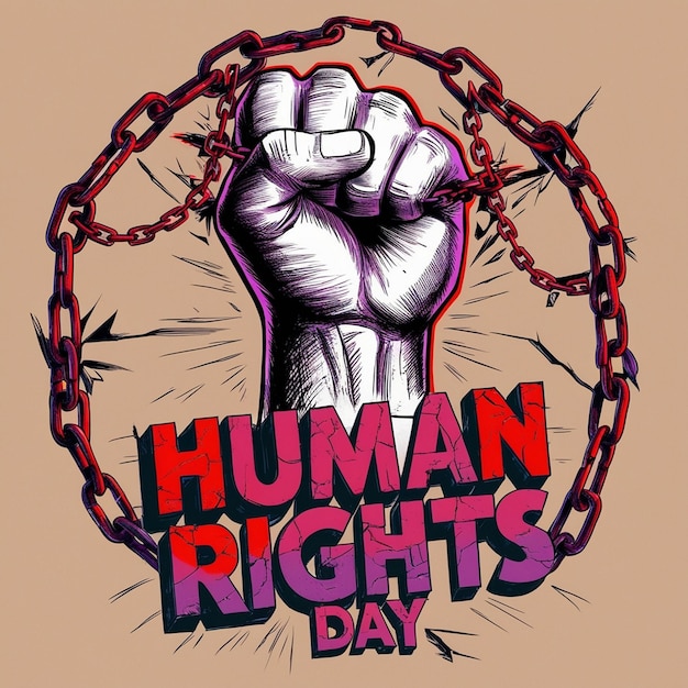 Photo breaking chains human rights day symbol of liberation