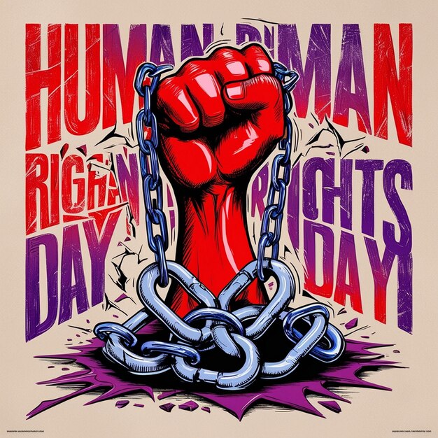 Photo breaking chains human rights day symbol of liberation