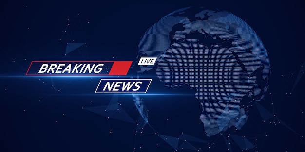 Breaking news screensaver for TV and podcast Breaking news live sign on the and world map on dark background 3D rendering