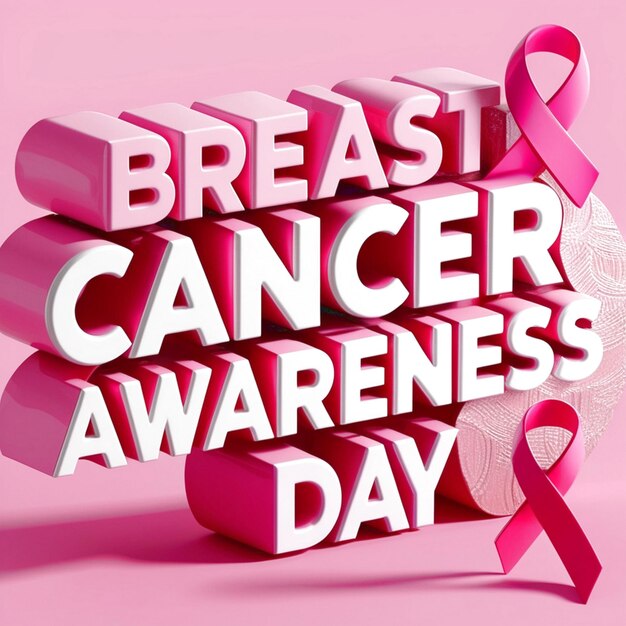 Photo breast cancer awareness day 3d text design