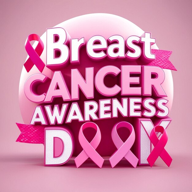 Photo breast cancer awareness day 3d text design