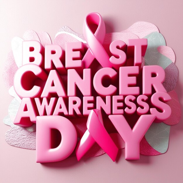 Photo breast cancer awareness day 3d text design