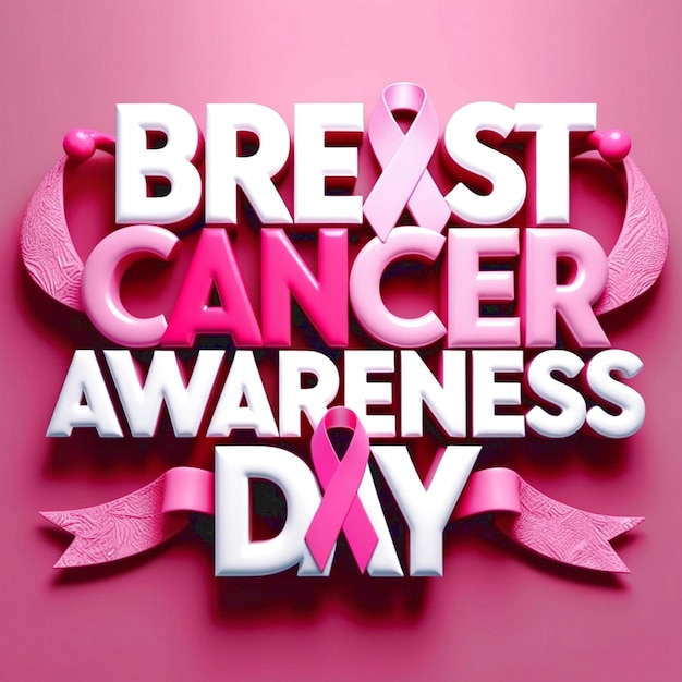 Photo breast cancer awareness day 3d text design