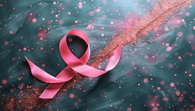 Photo breast cancer awareness month illustration with pink ribbon text that reads well written breast canc