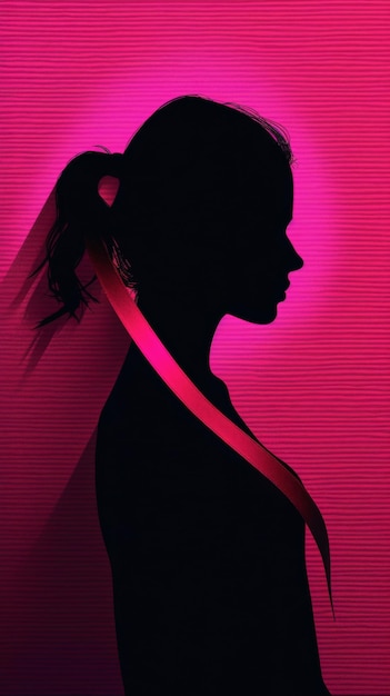 Photo breast cancer awareness silhouette of a woman with pink ribbon