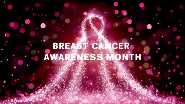 Photo breast cancer awarness month in october background image with realistic pink ribbon symbol